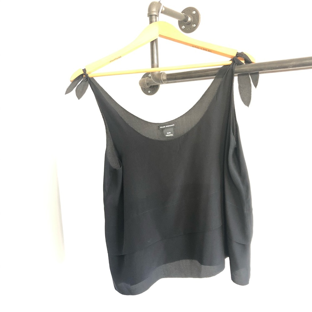 Club Monaco Sheer Black Bow tie Tank, Size M